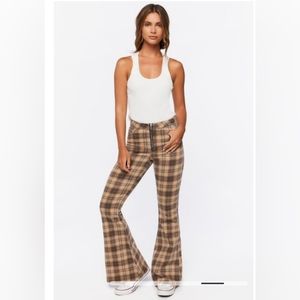 Plaid High Rise Flare Pants
